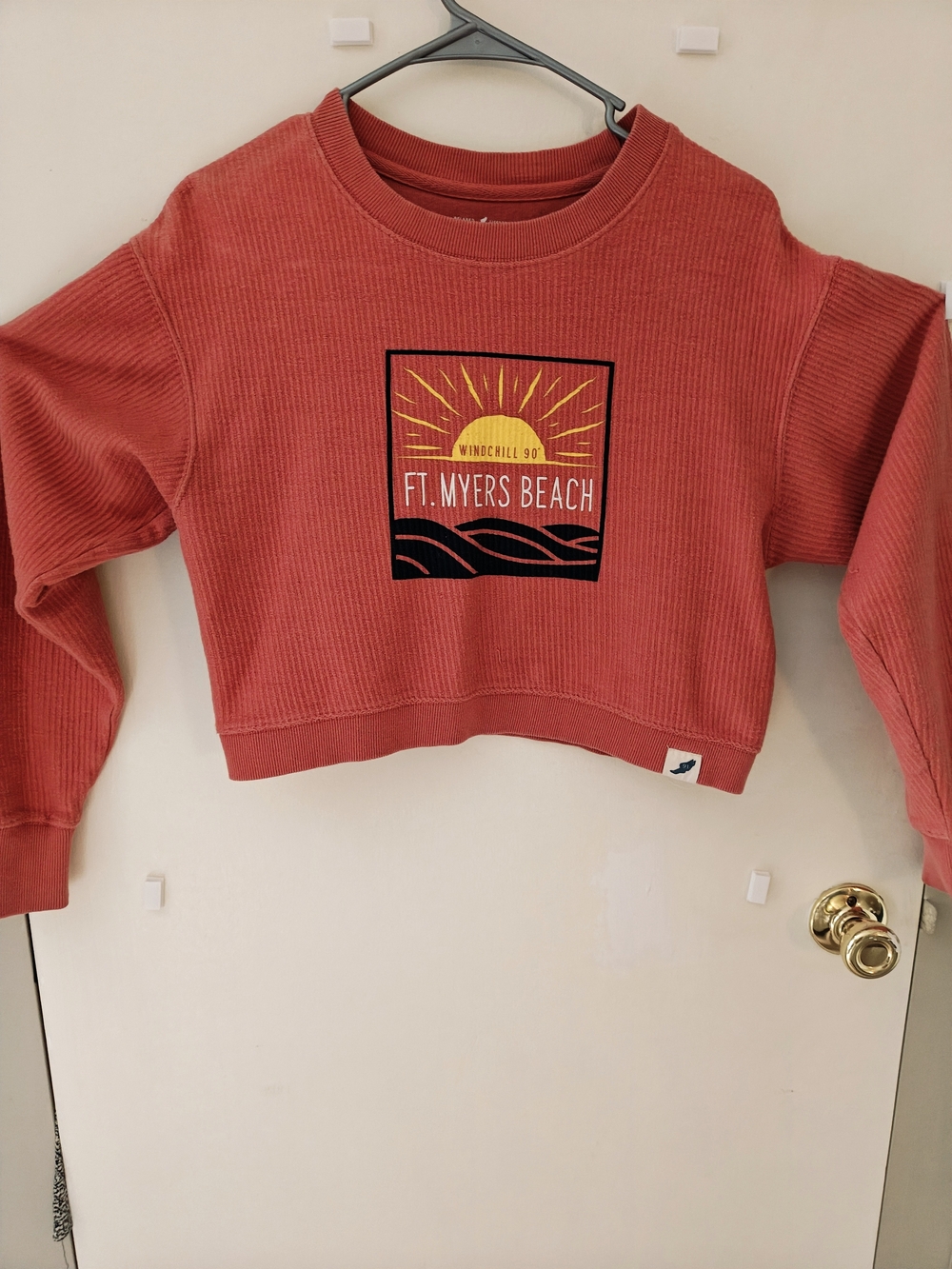 Ft. Myers Beach Women's Cropped Sweatshirt - Coral Ribbed Crewneck